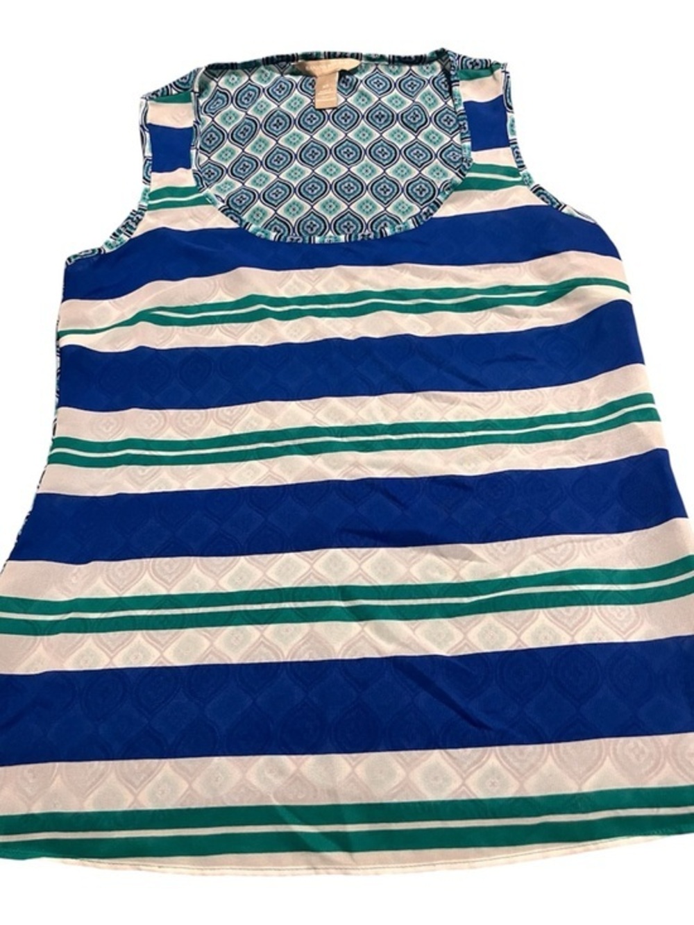 Banana Republic Blue, Teal & White Patterned Shell